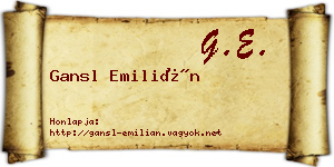 Gansl Emilián névjegykártya